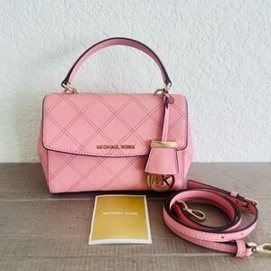 Michael Kors Ava Quilted Leather Satchel with Gold Hardware